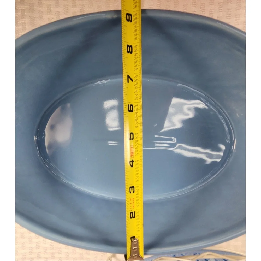 Temptations Blue Bouquet 2 Quart Oval Serving Bowl + Trivit & Carrying Retired